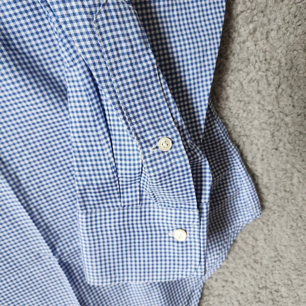 Polo Ralph Lauren Estate Classic Fit Blue Plaid Long Sleeve Button Shirt Size 17